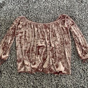 American Eagle Velvet Off the Shoulder Top
